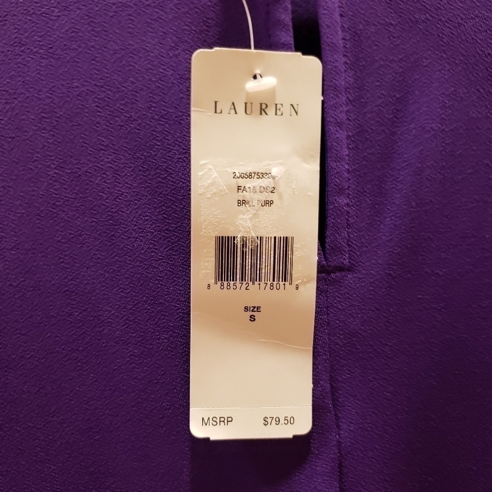 NWT Lauren Ralph Lauren Purple Keyhole Neck Long Sleeve Blouse Size Small - Picture 3 of 6